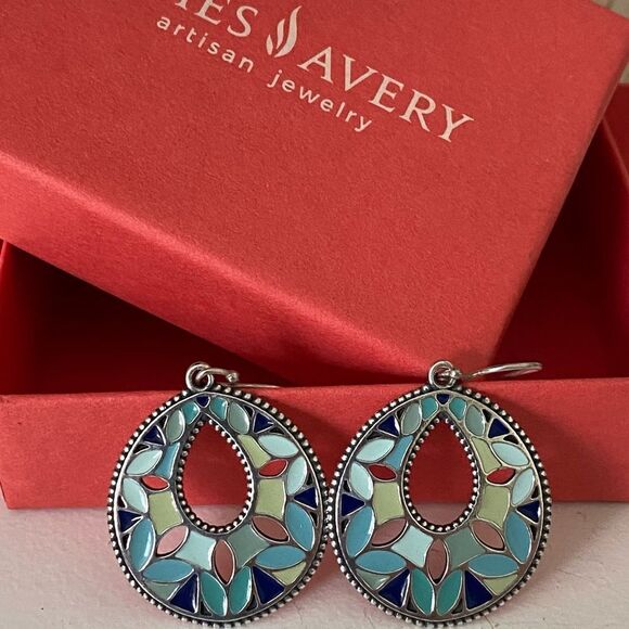 James Avery Retired Byzantine Enamel Drop Earrings - Picture 1 of 5
